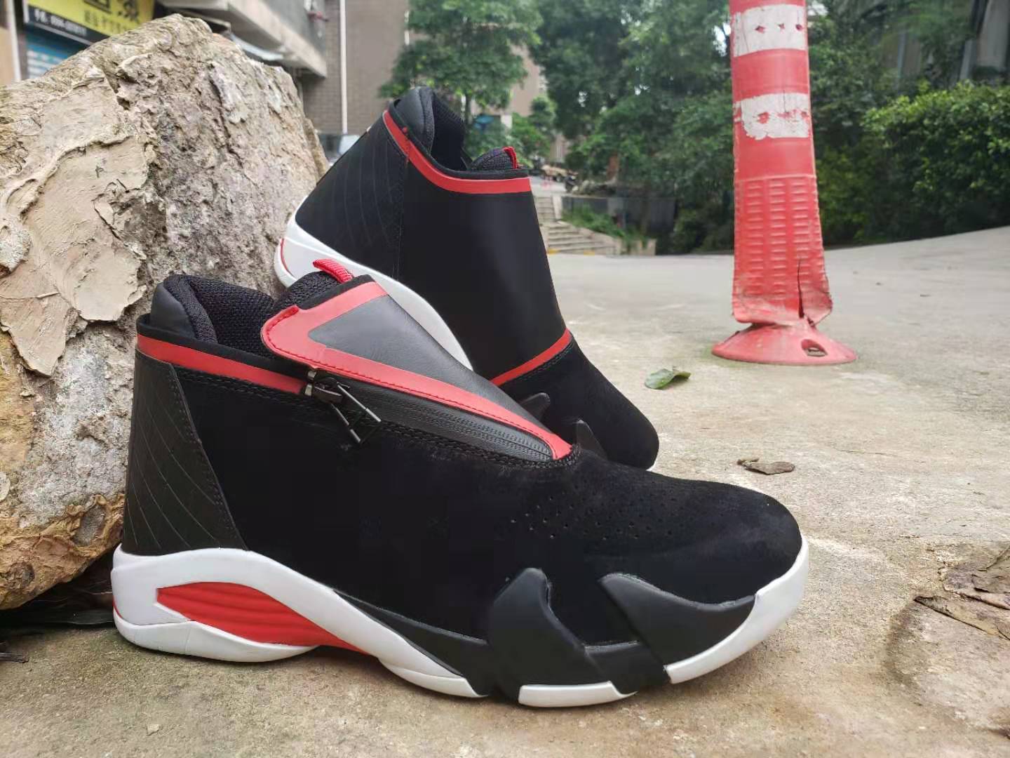 New 2019 Air Jordan 14 Retro Zipper Black Red - Click Image to Close